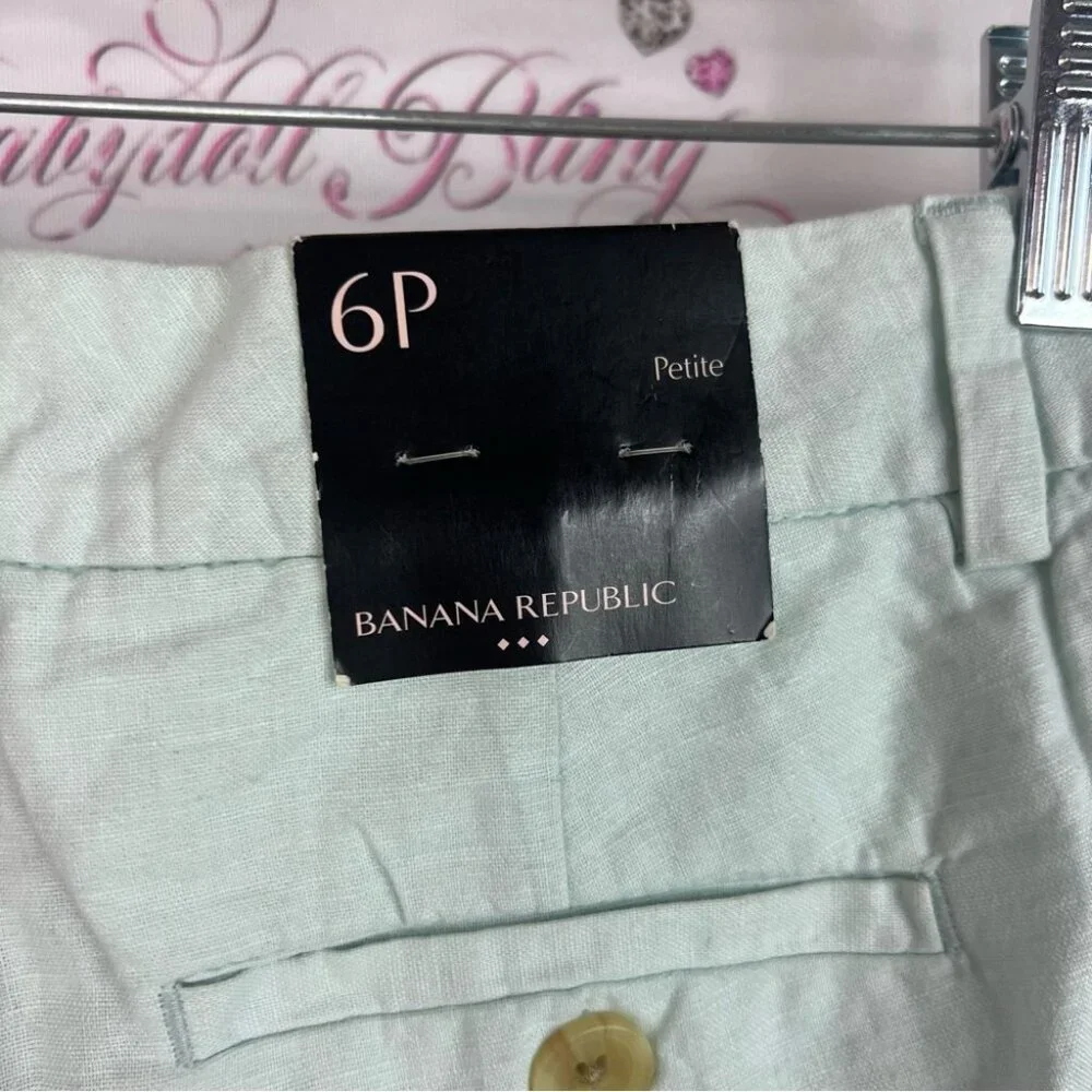 Banana Republic pants pastel mint blue Light Green Linen Trousers capri